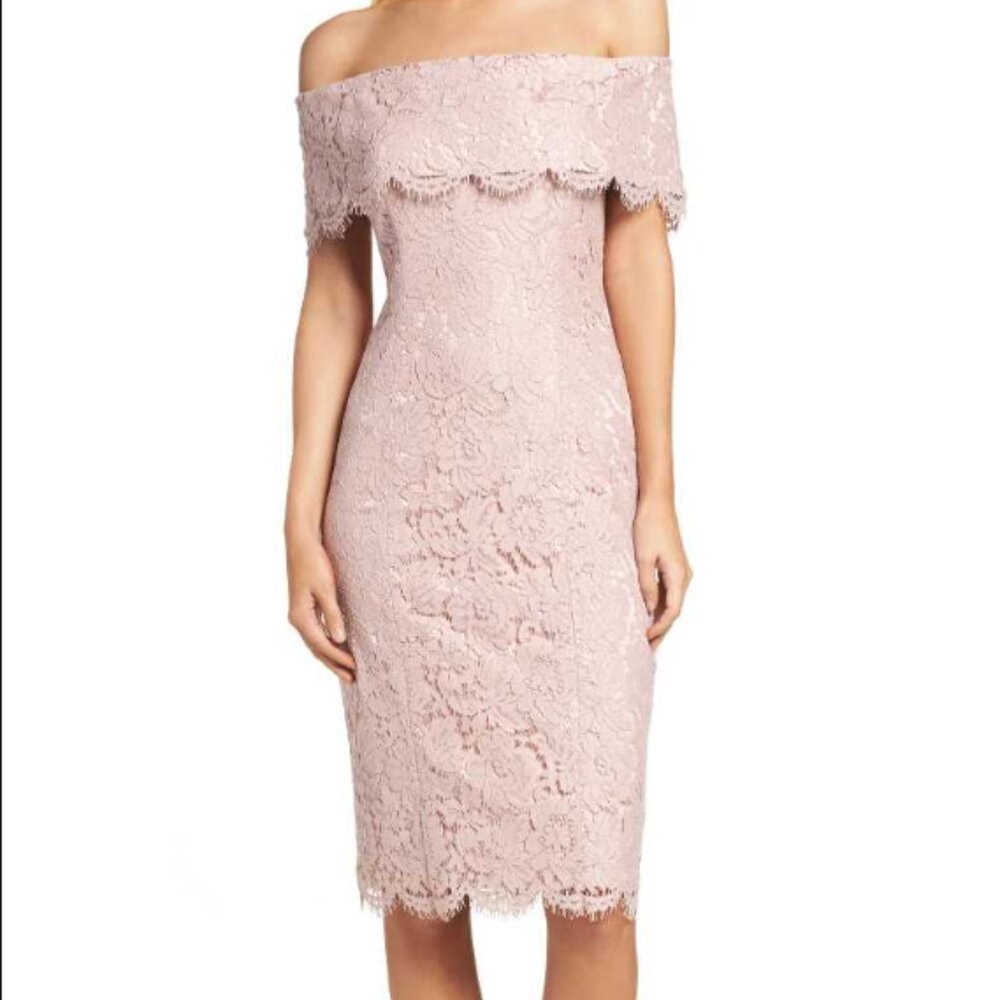 Eliza J Off the Shoulder Blush Pink Dress